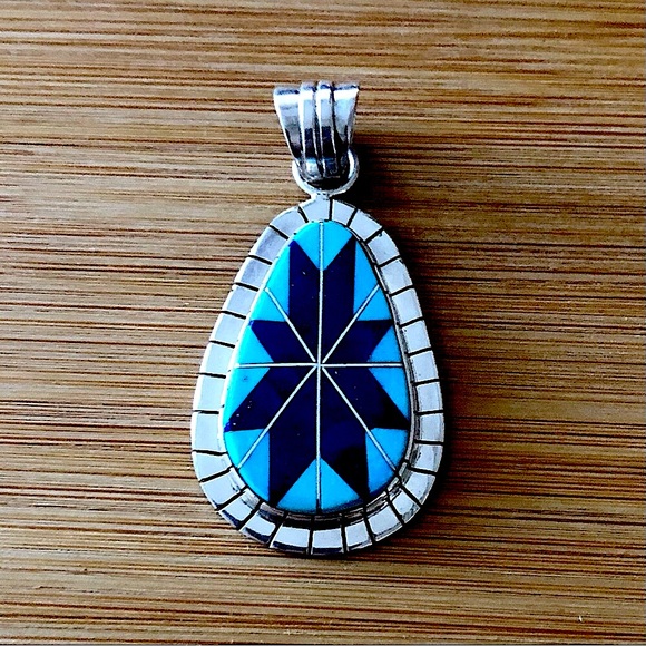 $94  Navajo Estate Pendant by Running Bear  Sterling Silver  Marked RB 925 - Picture 2 of 4